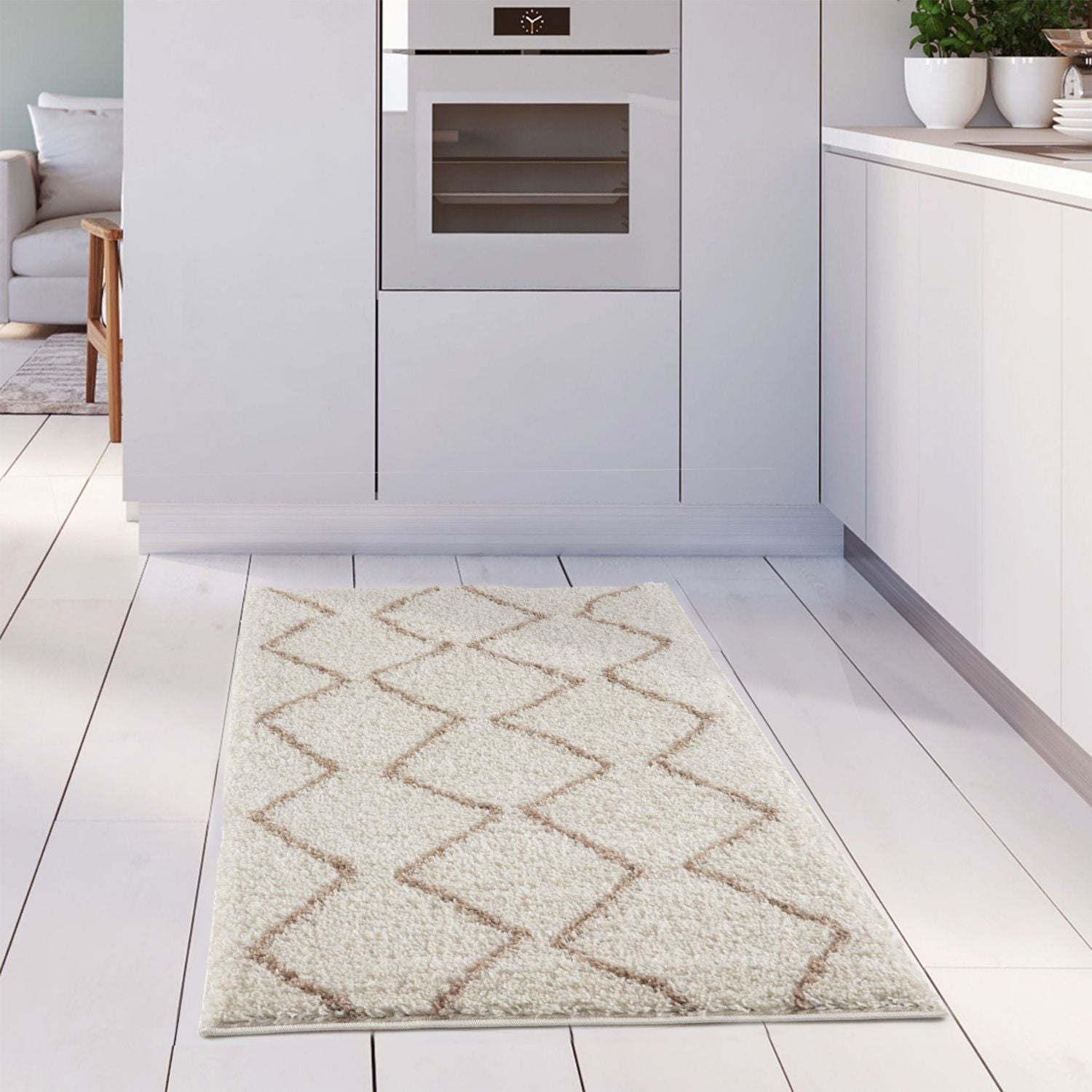 Moroccan Ivory Beige Shaggy Rug | 830 - PN Home