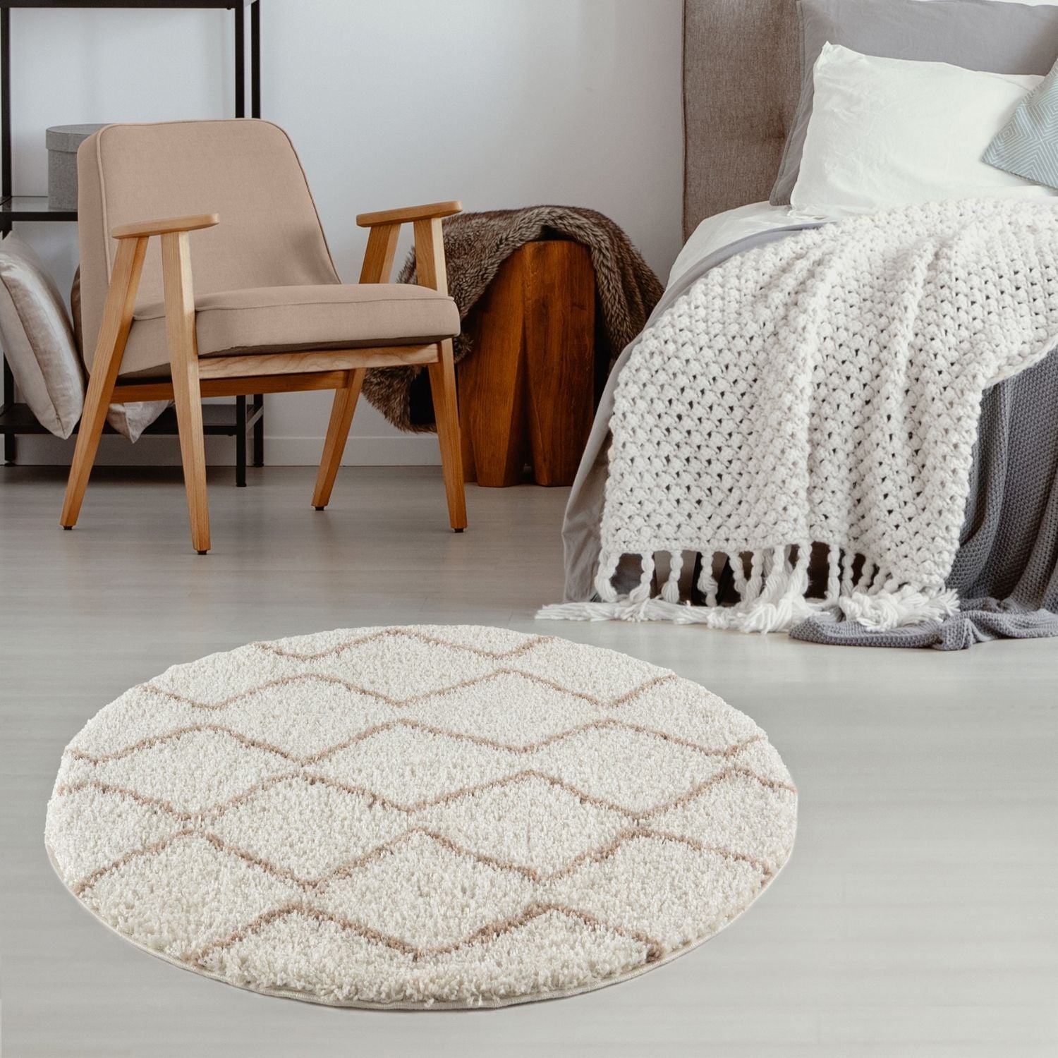 Moroccan Ivory Beige Shaggy Rug | 830 - PN Home