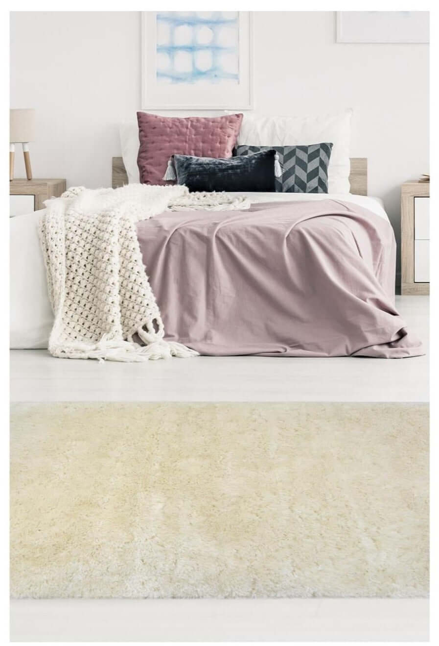Soft Washable Ivory Shaggy Rug | SA-01 - PN Home