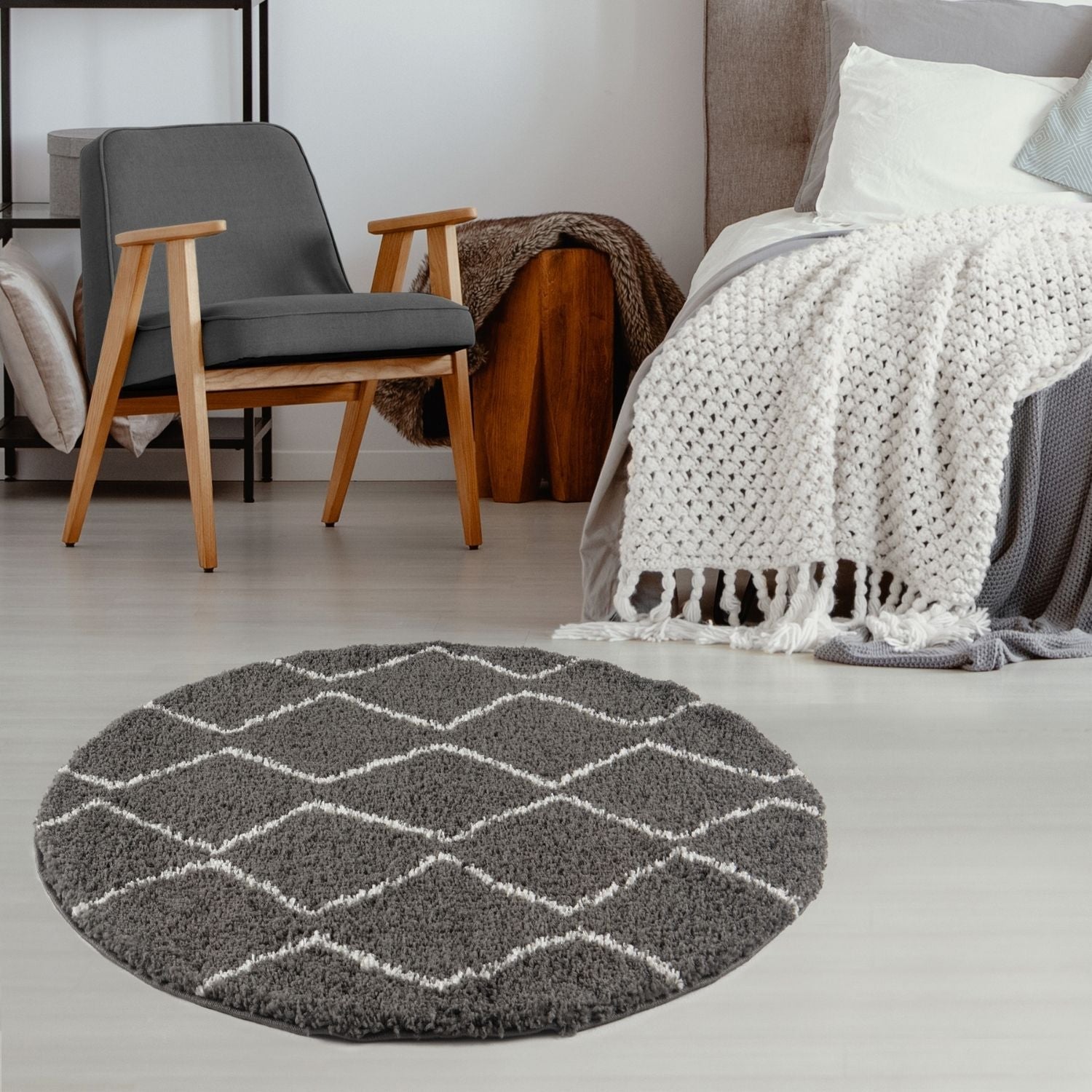 Moroccan Dark Grey Shaggy Rug | 840 - PN Home