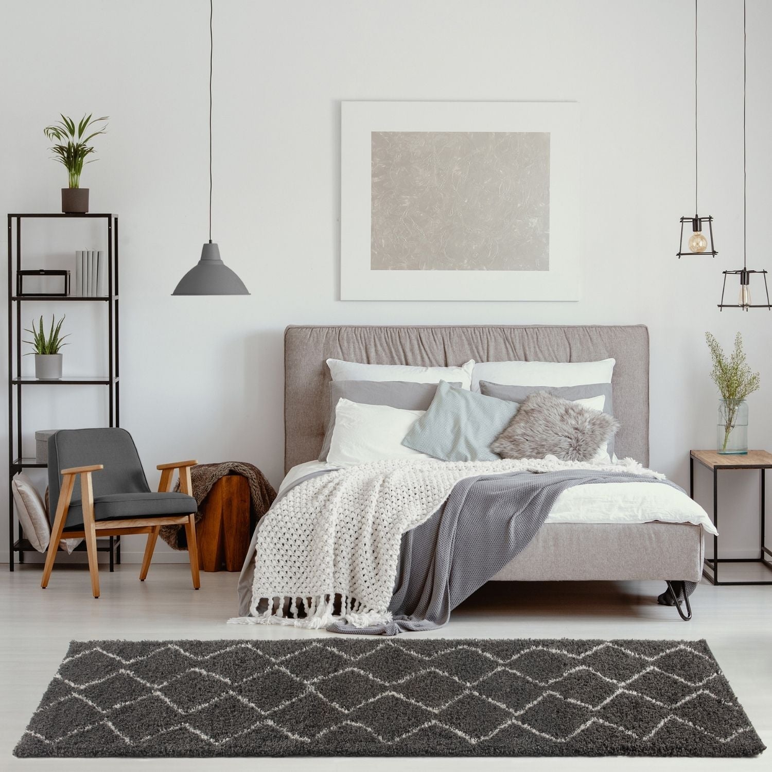 Moroccan Dark Grey Shaggy Rug | 840 - PN Home