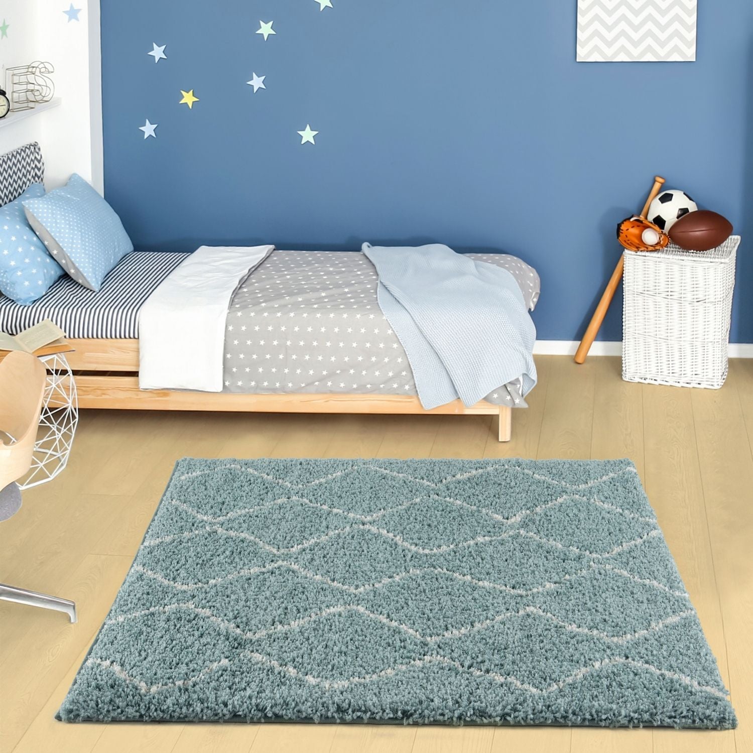 Moroccan Duck Egg Blue Shaggy Rug | 850 - PN Home