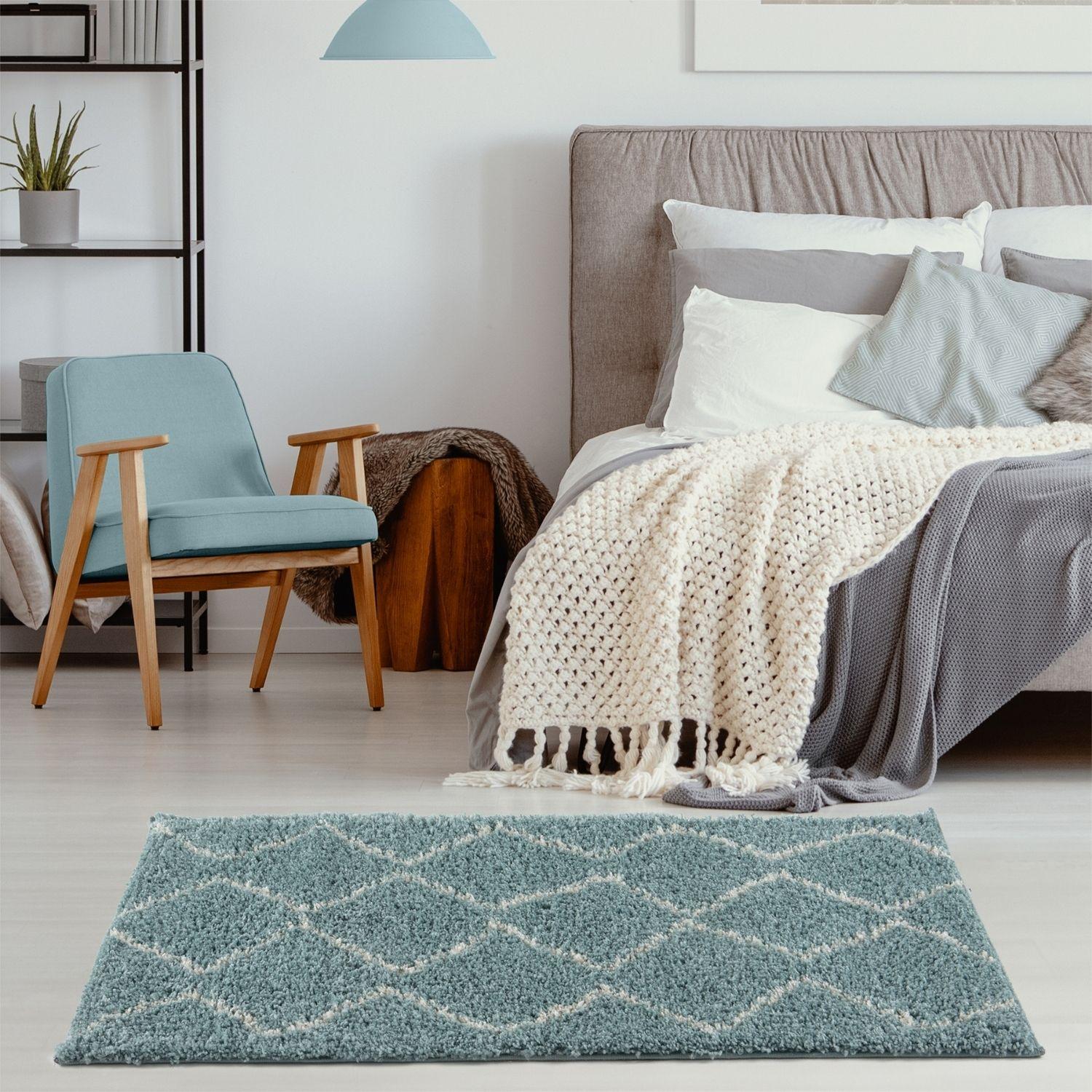 Moroccan Duck Egg Blue Shaggy Rug | 850 - PN Home