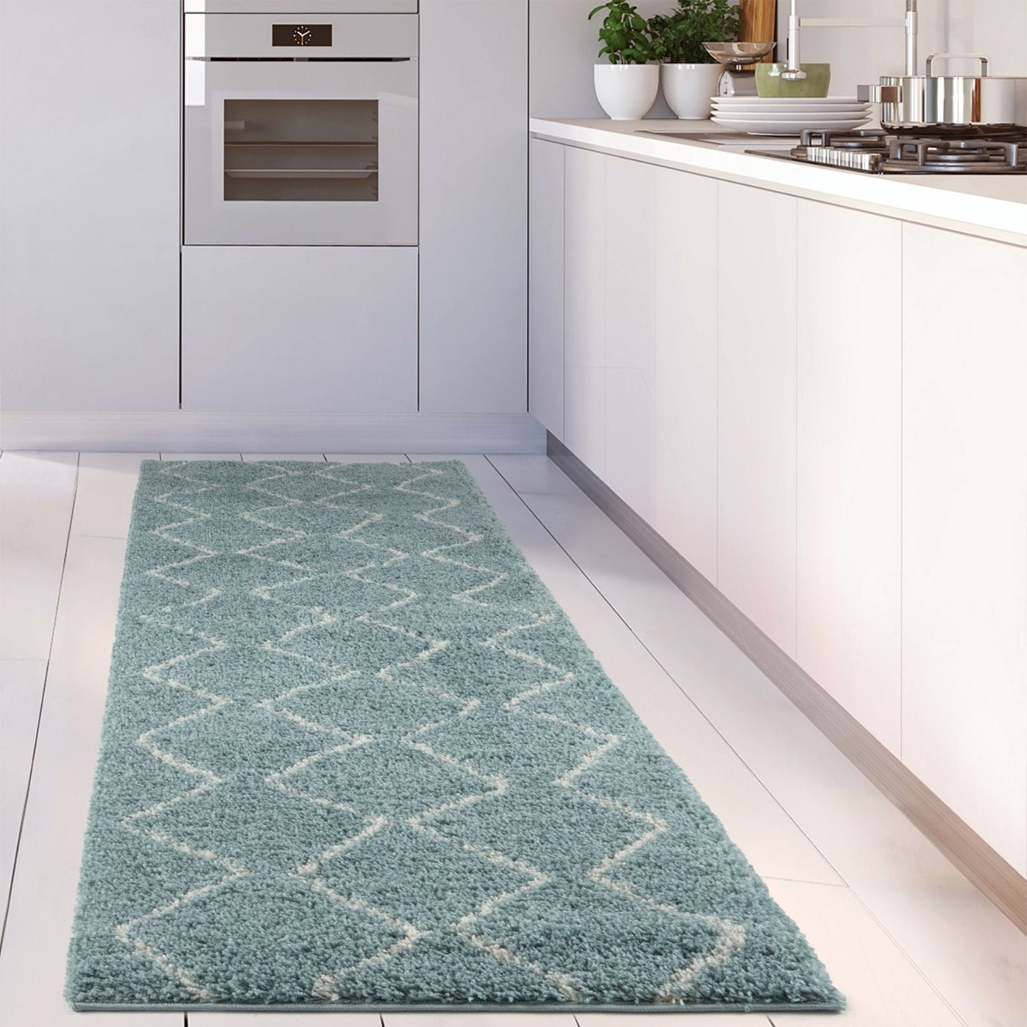Moroccan Duck Egg Blue Shaggy Rug | 850 - PN Home