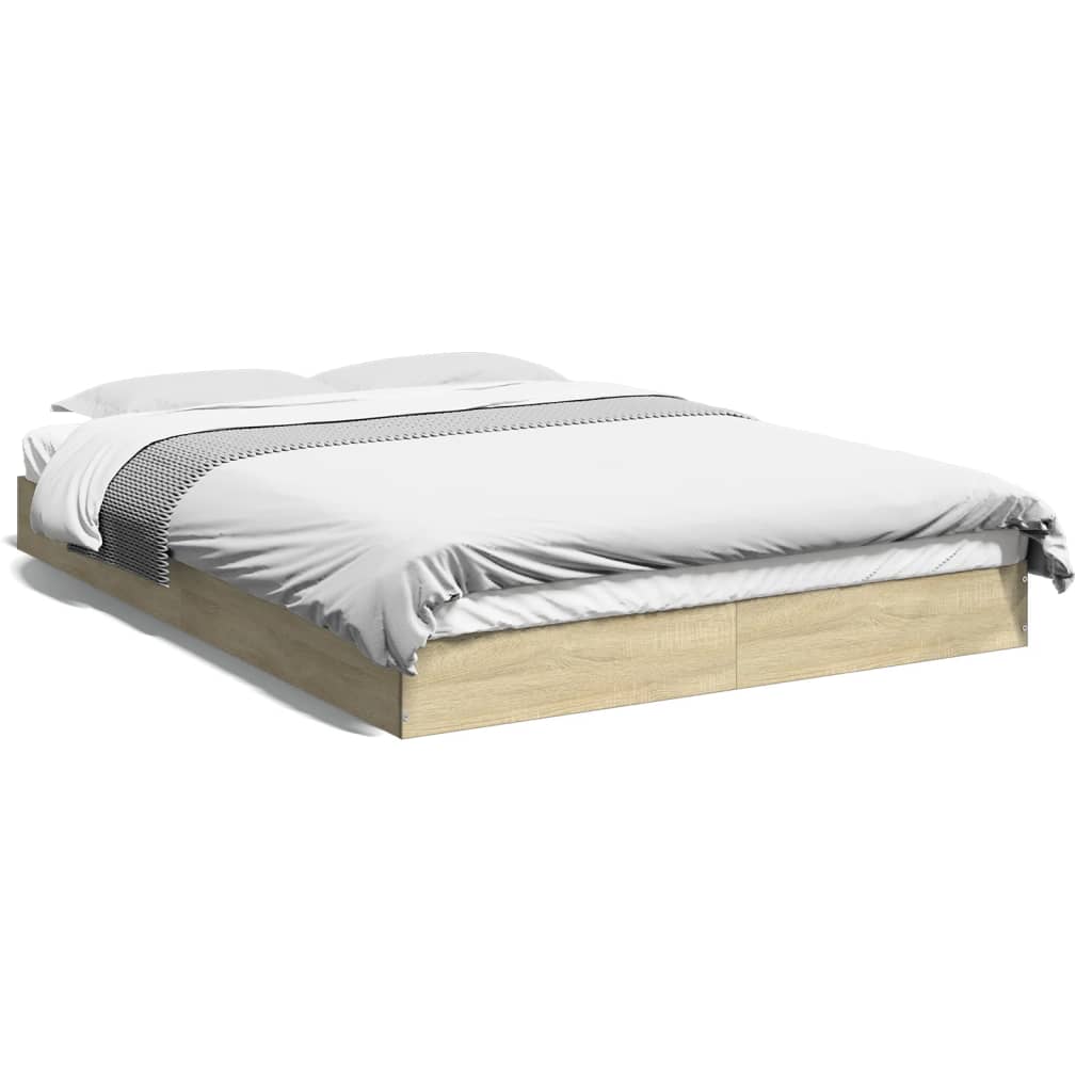 Bed Frame without Mattress Sonoma Oak 140x200 cm Engineered Wood