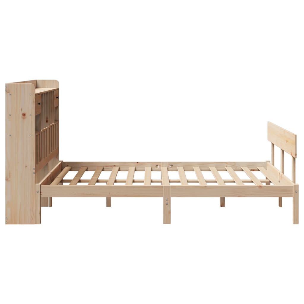 Bookcase Bed without Mattress 140x190 cm Solid Wood Pine
