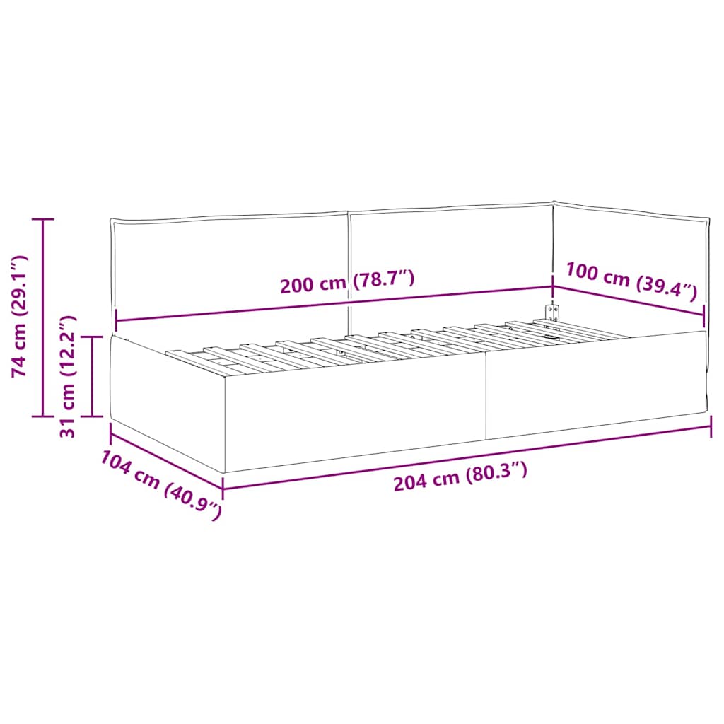 Corner Bed Frame with Headboard Dark green 100 x 200 cm Fabric