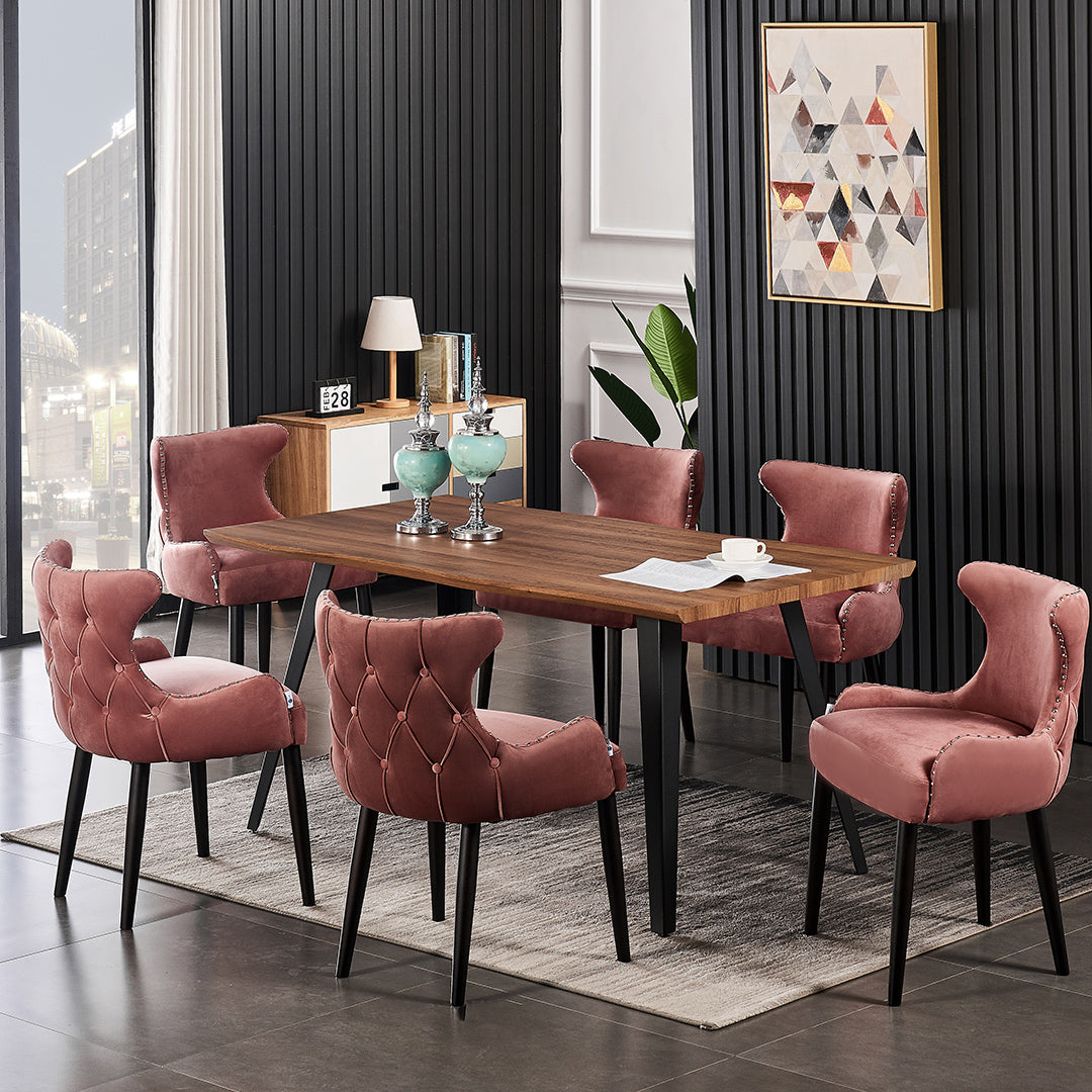 Oxford Rocco LUX 7PCs Dining Set includes an Oak Dining Table and Set of 6 Dining Chairs