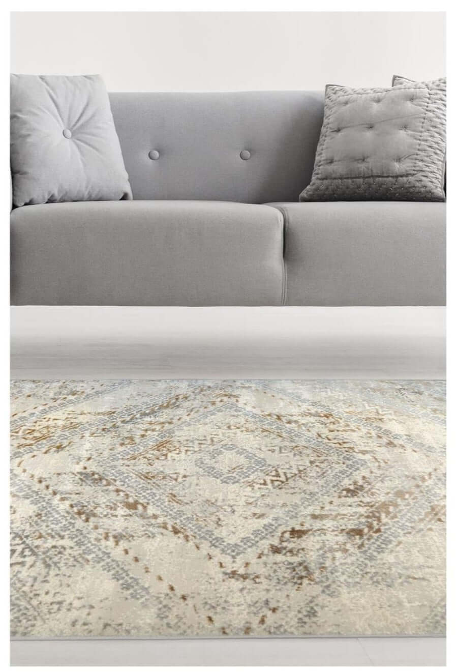 Abstract Vintage Cream/Ochre Rug | D176F - PN Home