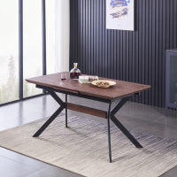 Blaze Walnut Dining Table and Set of 4 Black Windsor Dining Chairs - PN Home