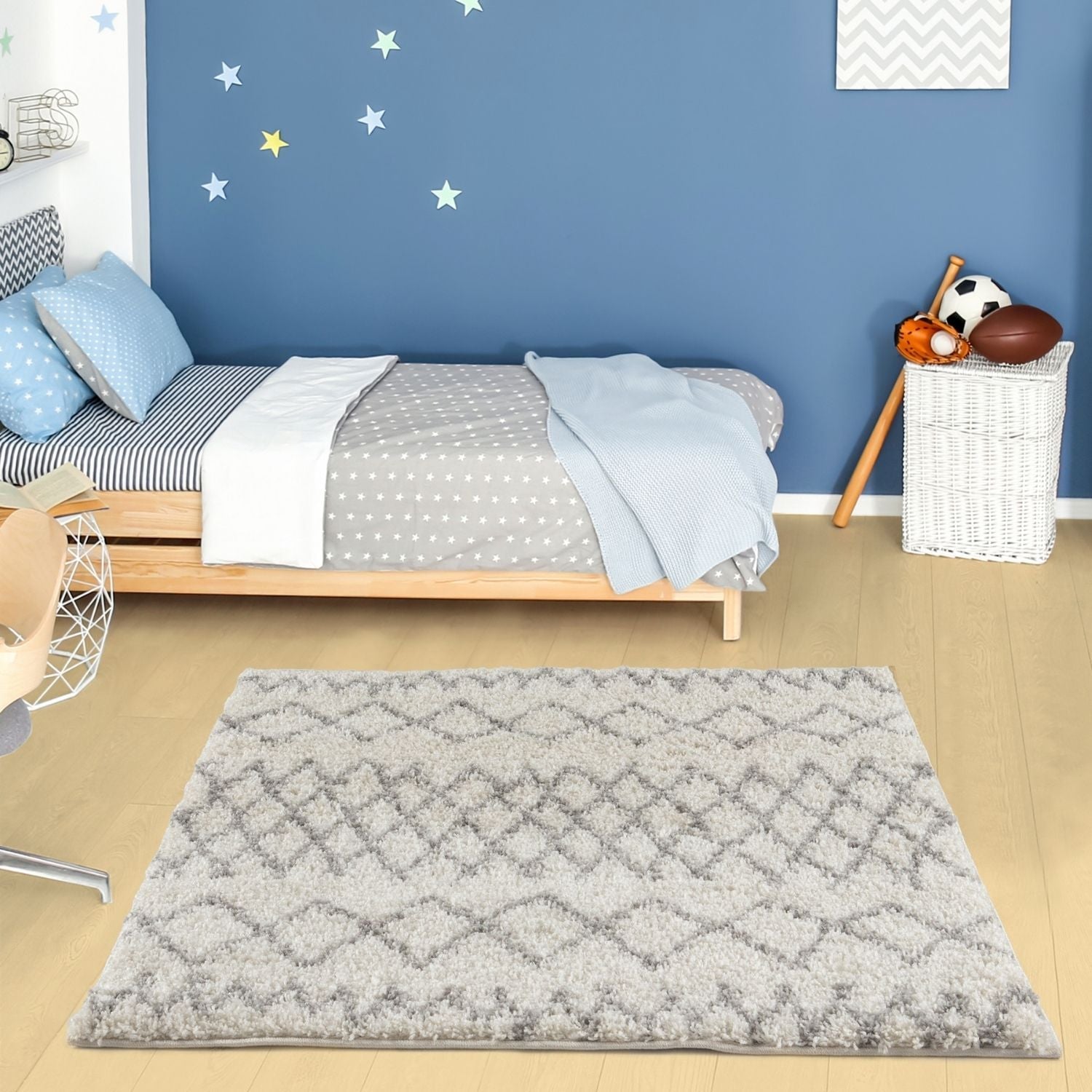 Moroccan Ivory Grey Shaggy Rug | 900 - PN Home