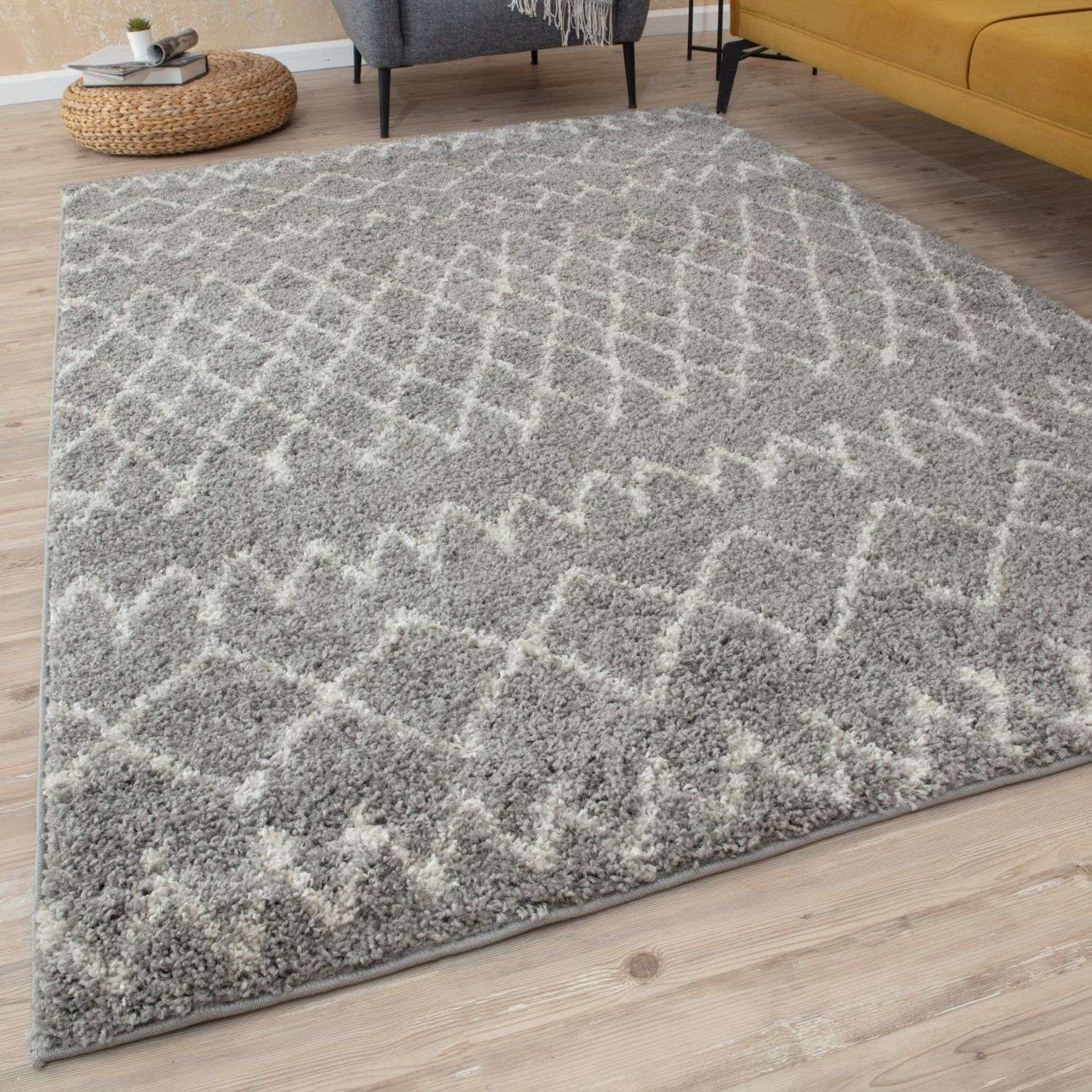 Moroccan Grey Shaggy Rug | 910 - PN Home