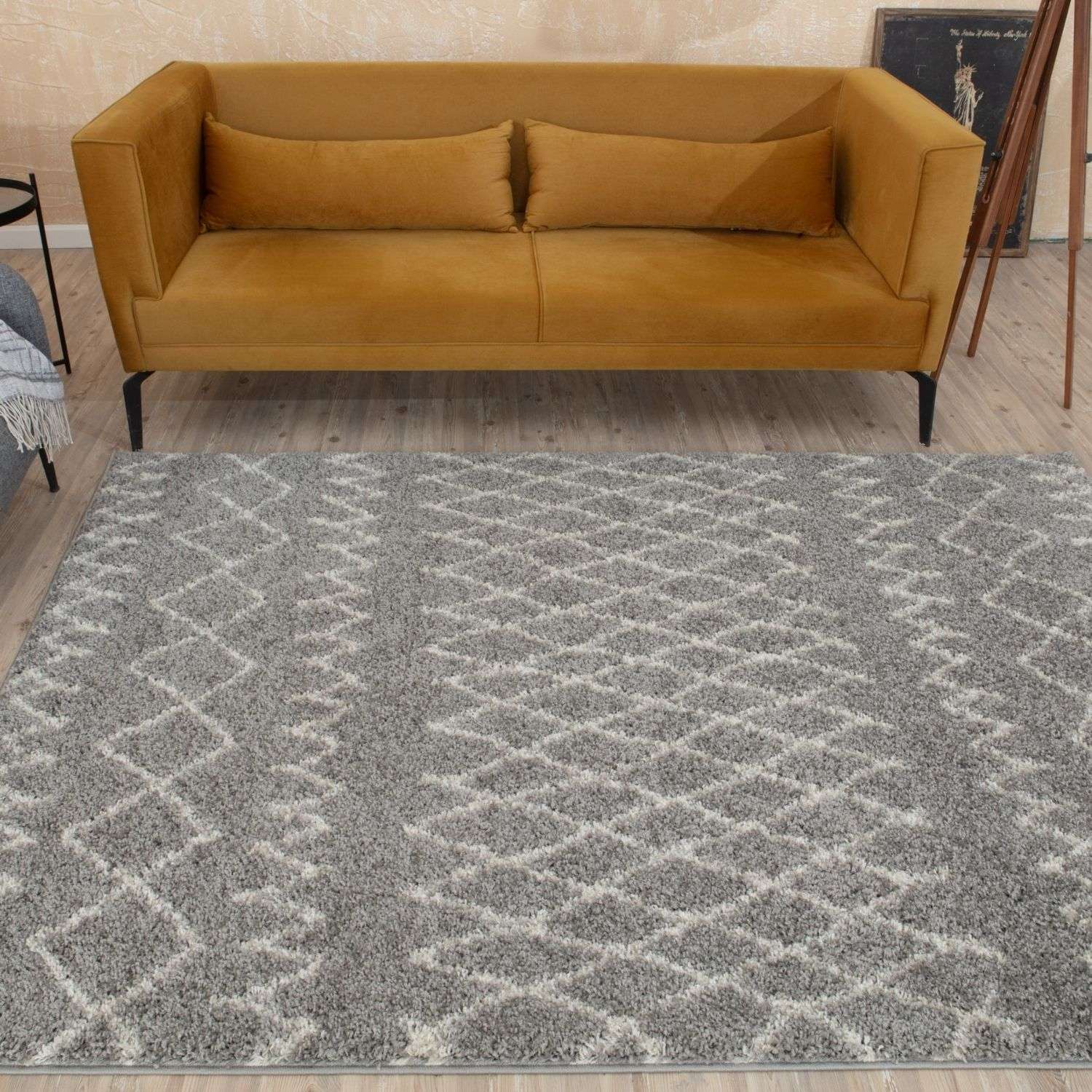 Moroccan Grey Shaggy Rug | 910 - PN Home