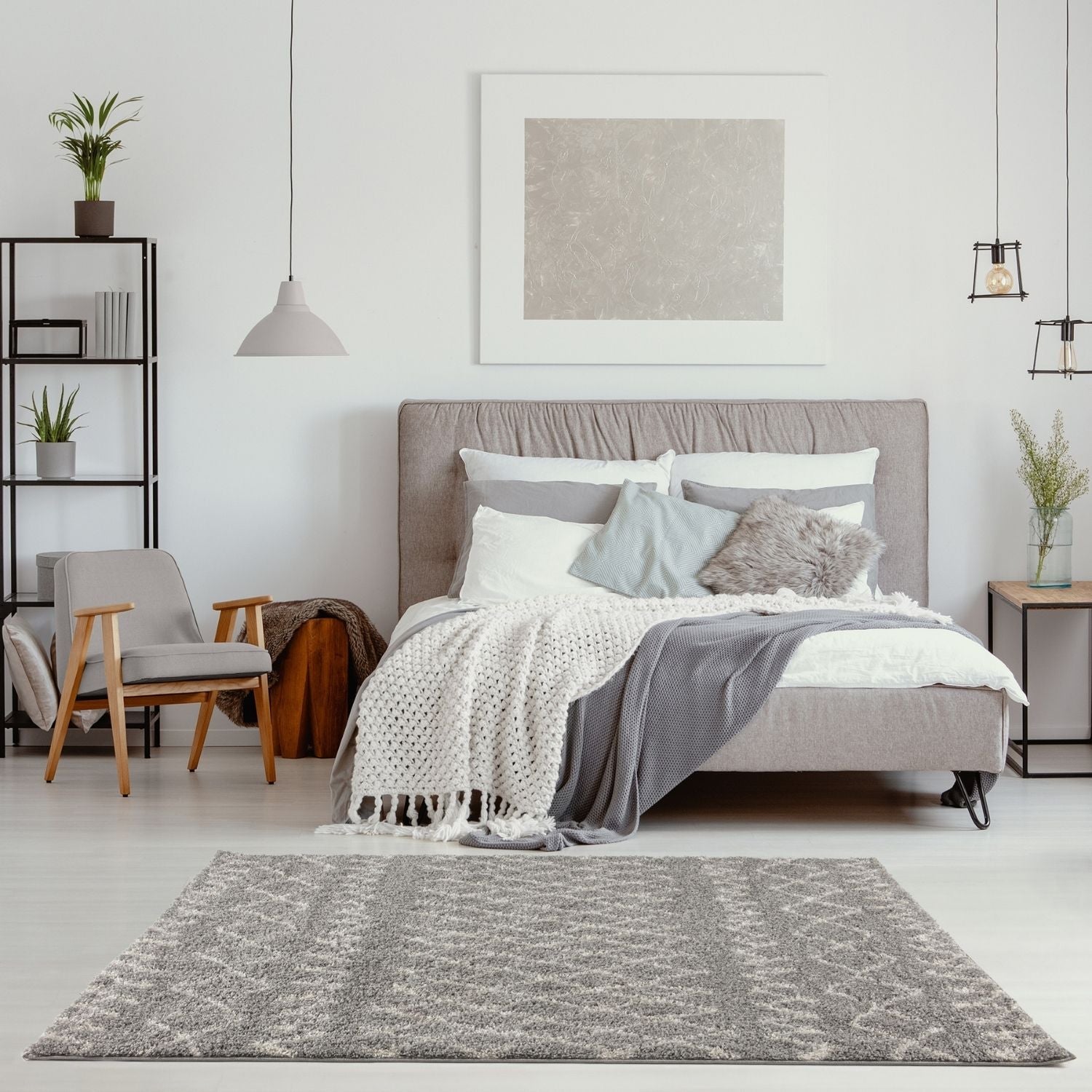 Moroccan Grey Shaggy Rug | 910 - PN Home