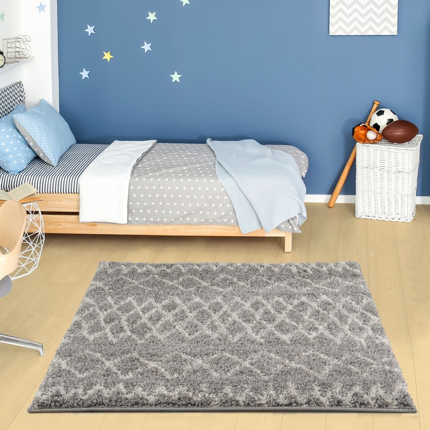 Moroccan Grey Shaggy Rug | 910 - PN Home