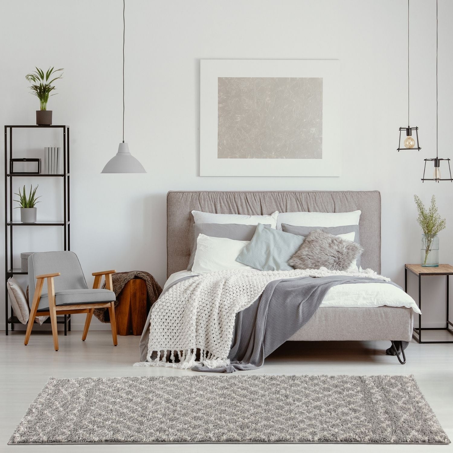 Moroccan Grey Shaggy Rug | 910 - PN Home