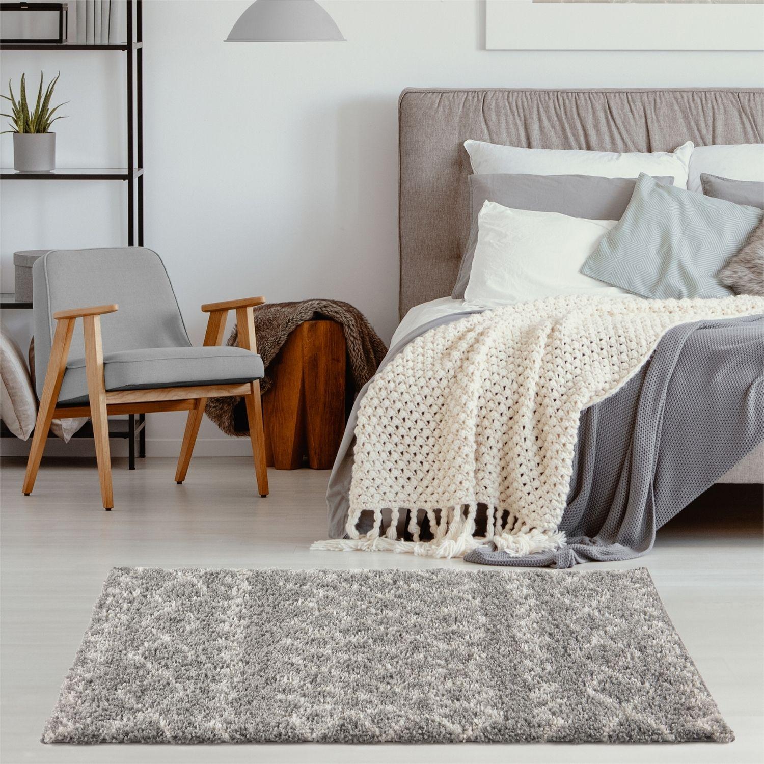 Moroccan Grey Shaggy Rug | 910 - PN Home