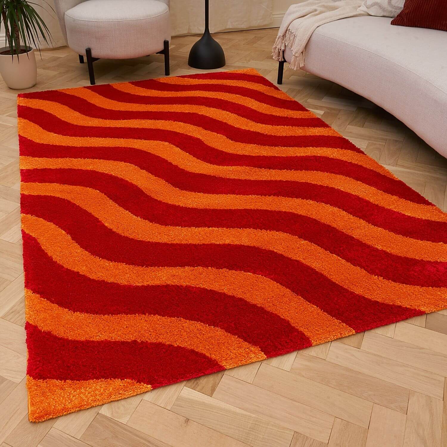 Joli Wave Red & Orange Rug - PN Home