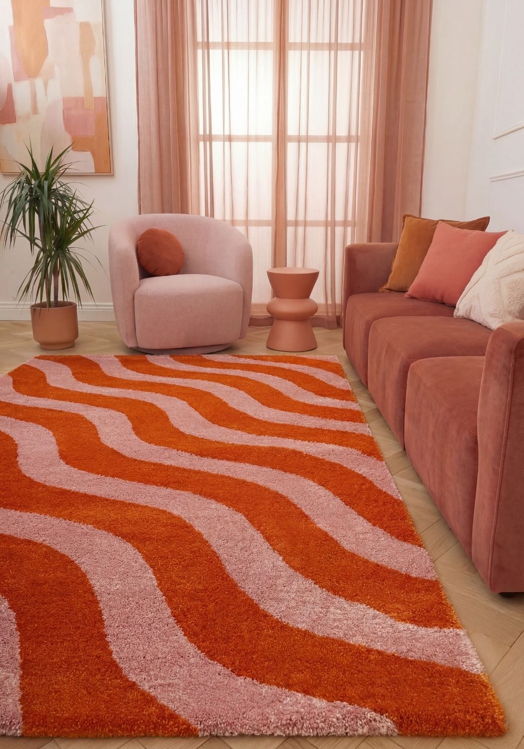 Joli Wave Orange & Pink Rug - PN Home