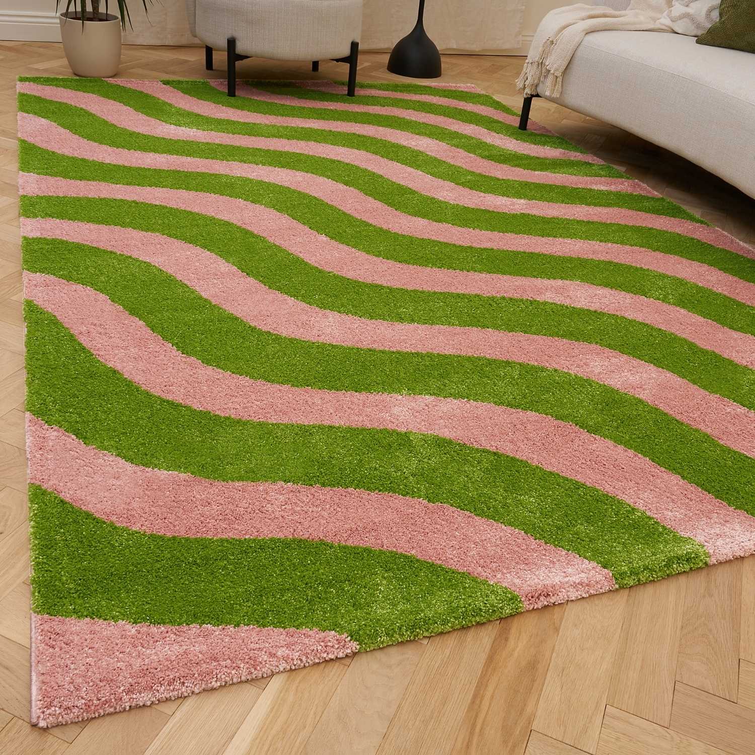 Joli Wave Green & Pink Rug - PN Home