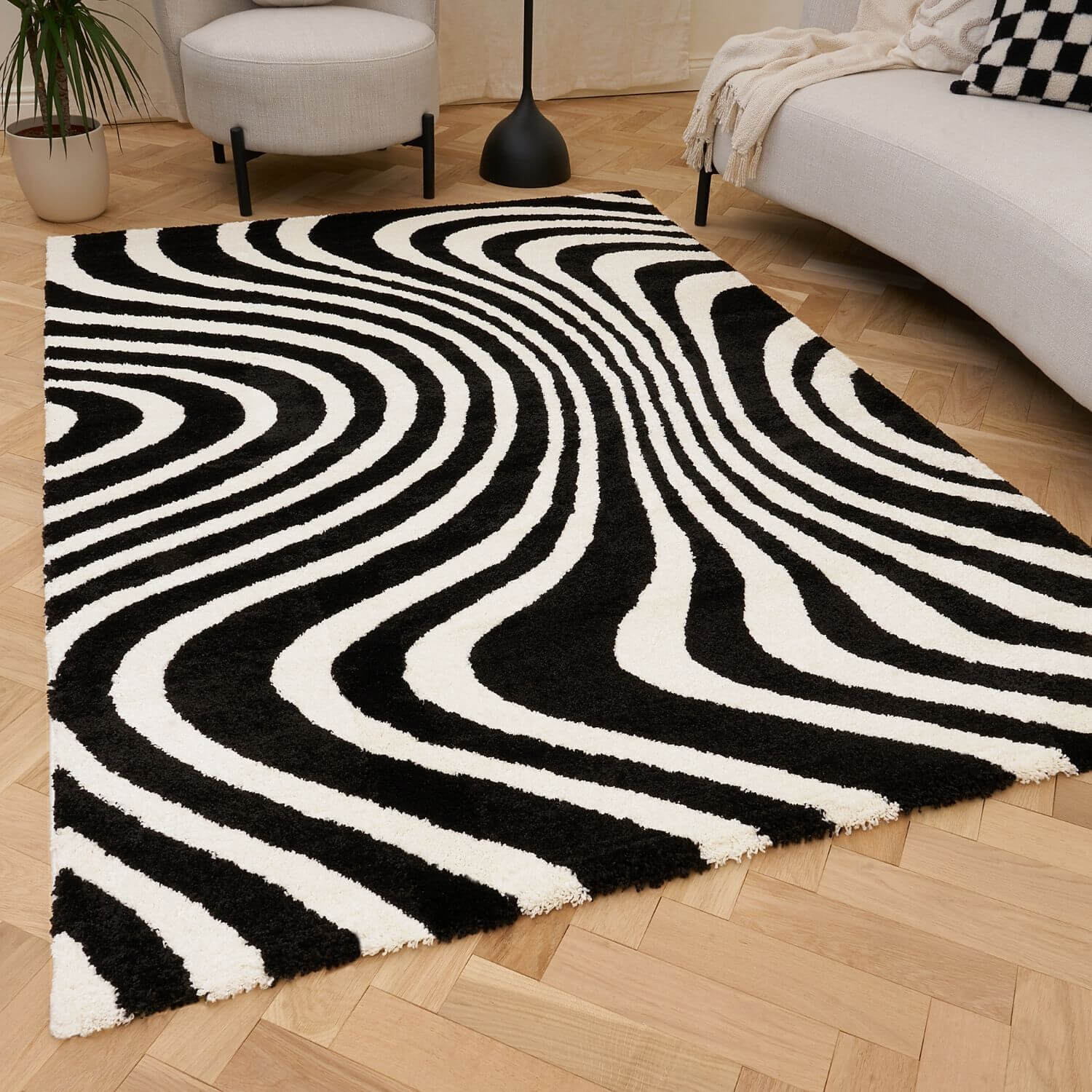 Joli Striped Black & White Rug - PN Home