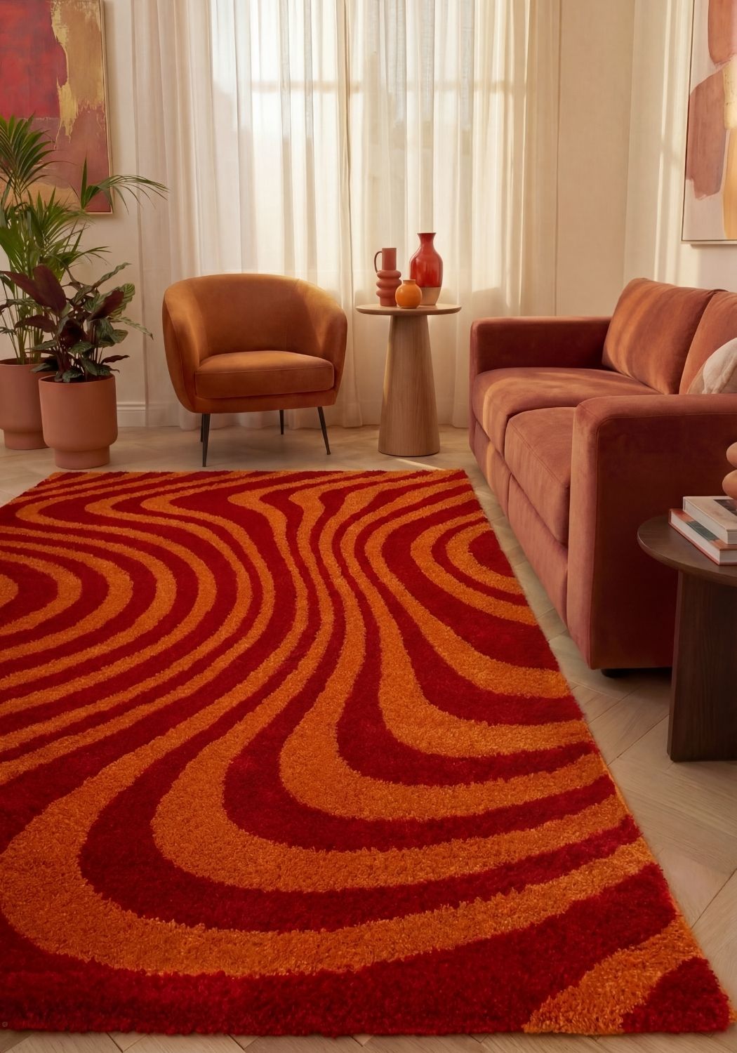 Joli Striped Red & Orange Rug - PN Home