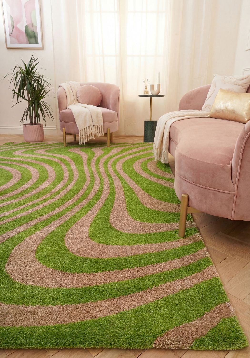 Joli Striped Green & Pink Rug - PN Home