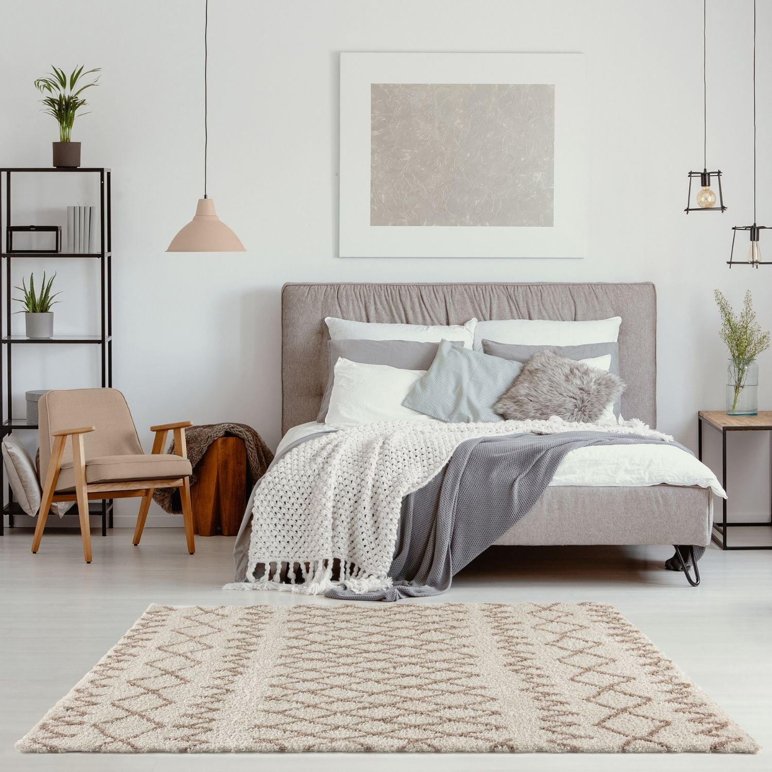 Moroccan Ivory Beige Shaggy Rug | 930 - PN Home