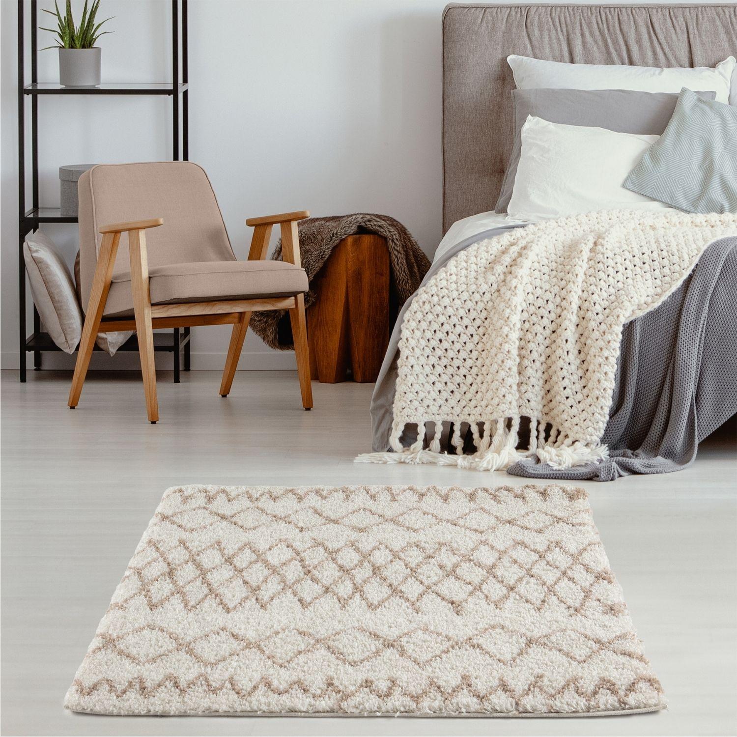 Moroccan Ivory Beige Shaggy Rug | 930 - PN Home