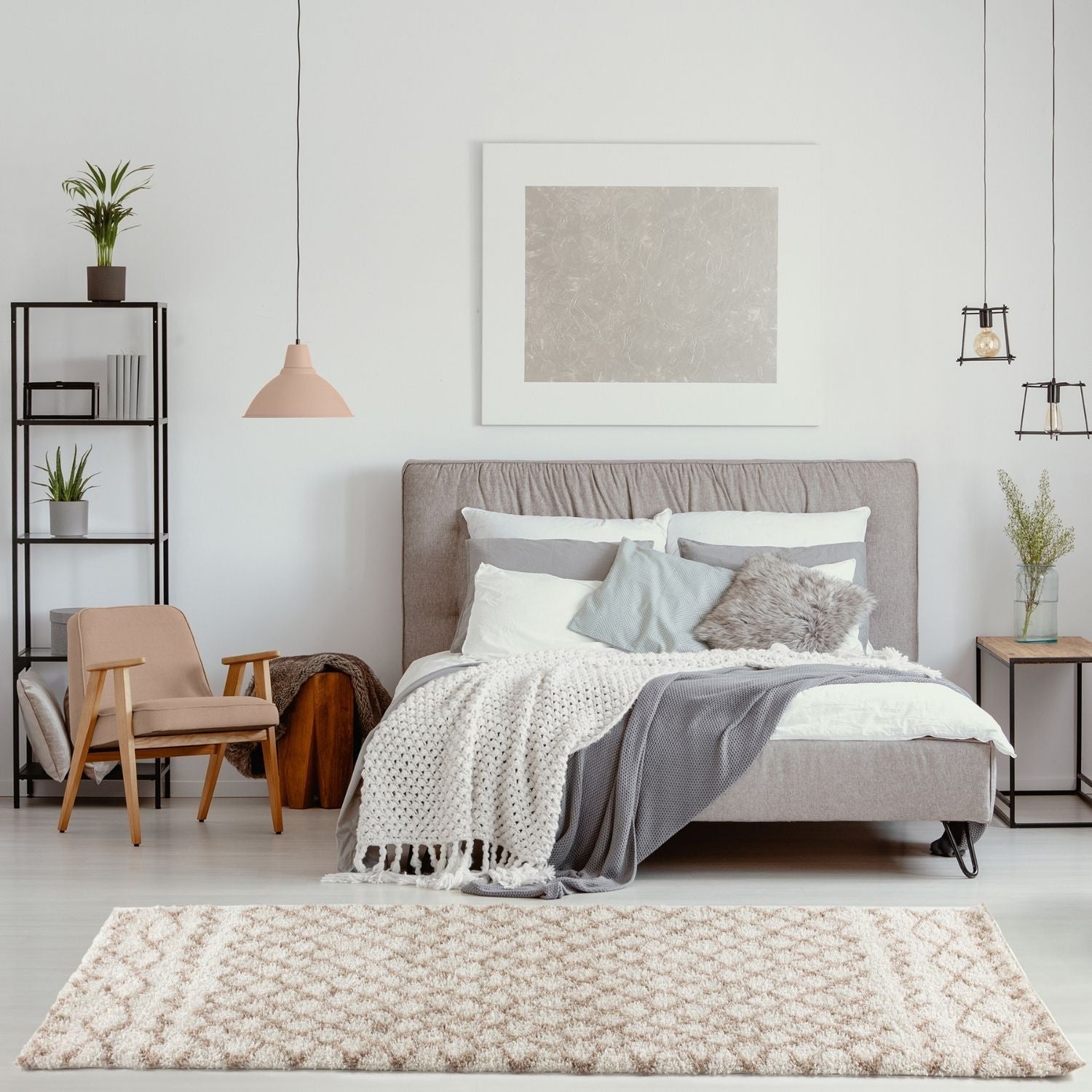 Moroccan Ivory Beige Shaggy Rug | 930 - PN Home