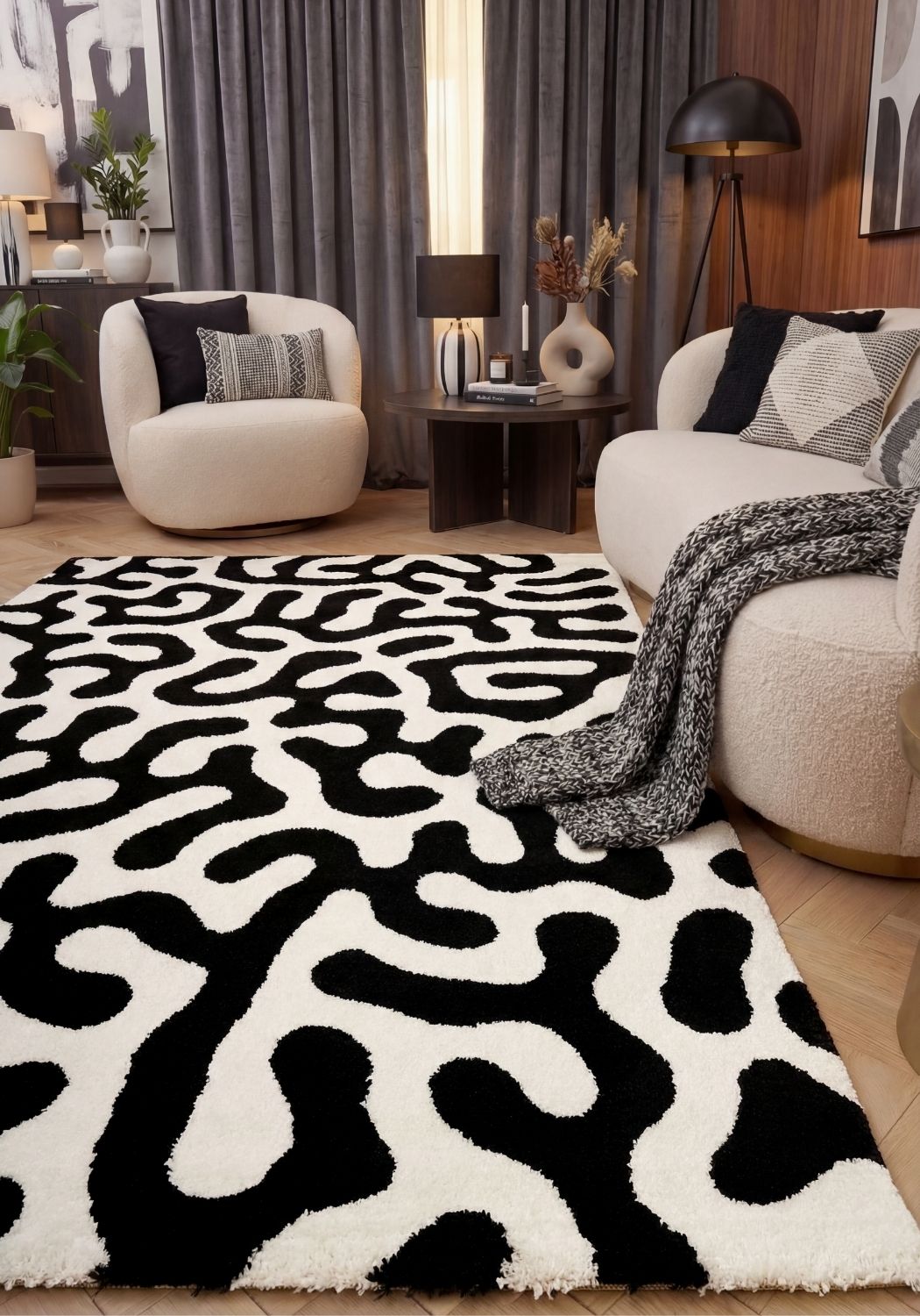 Joli Doodle Black & White Rug - PN Home
