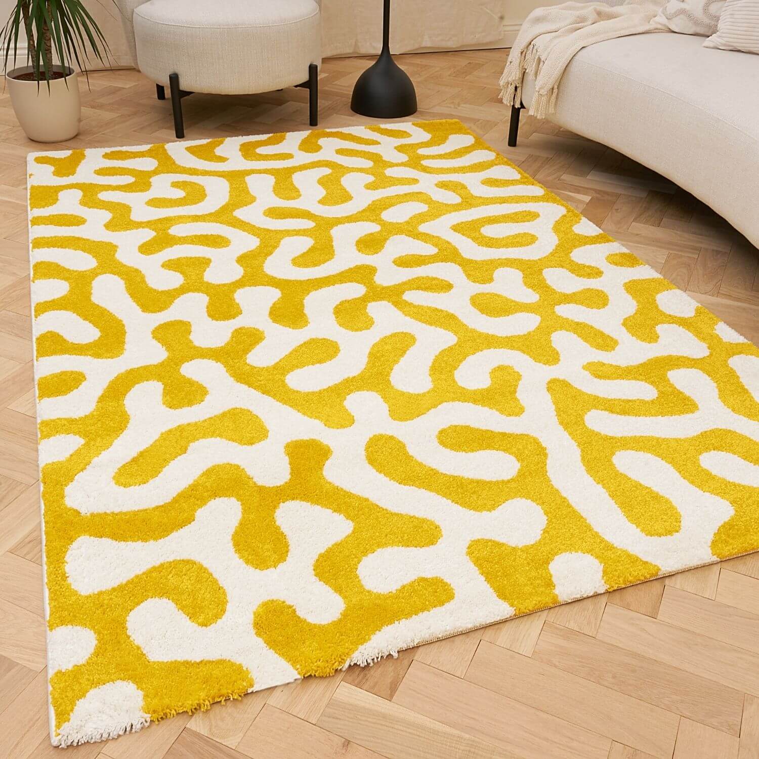 Joli Doodle Yellow & White Rug - PN Home