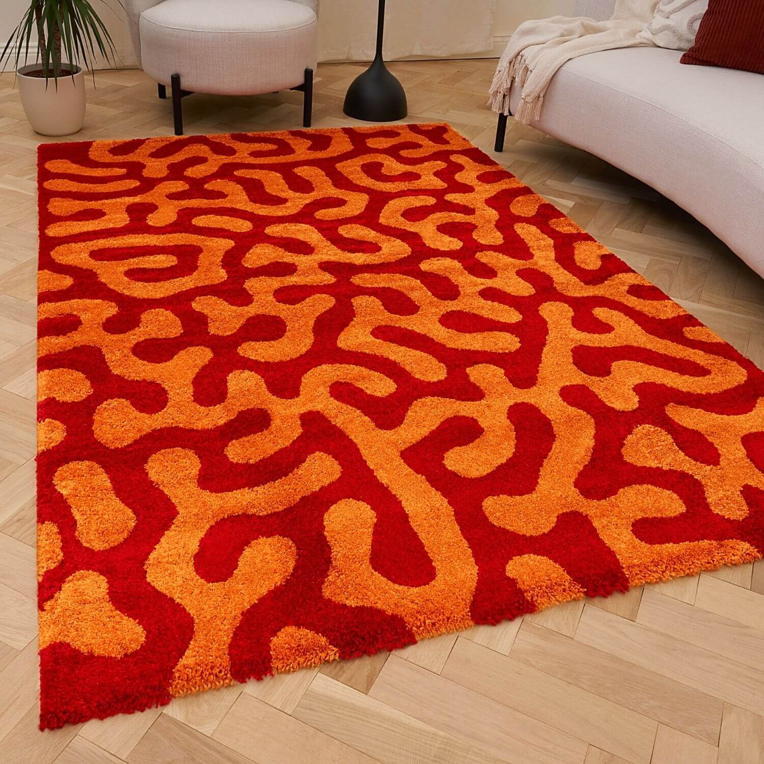 Joli Doodle Red & Orange Rug - PN Home