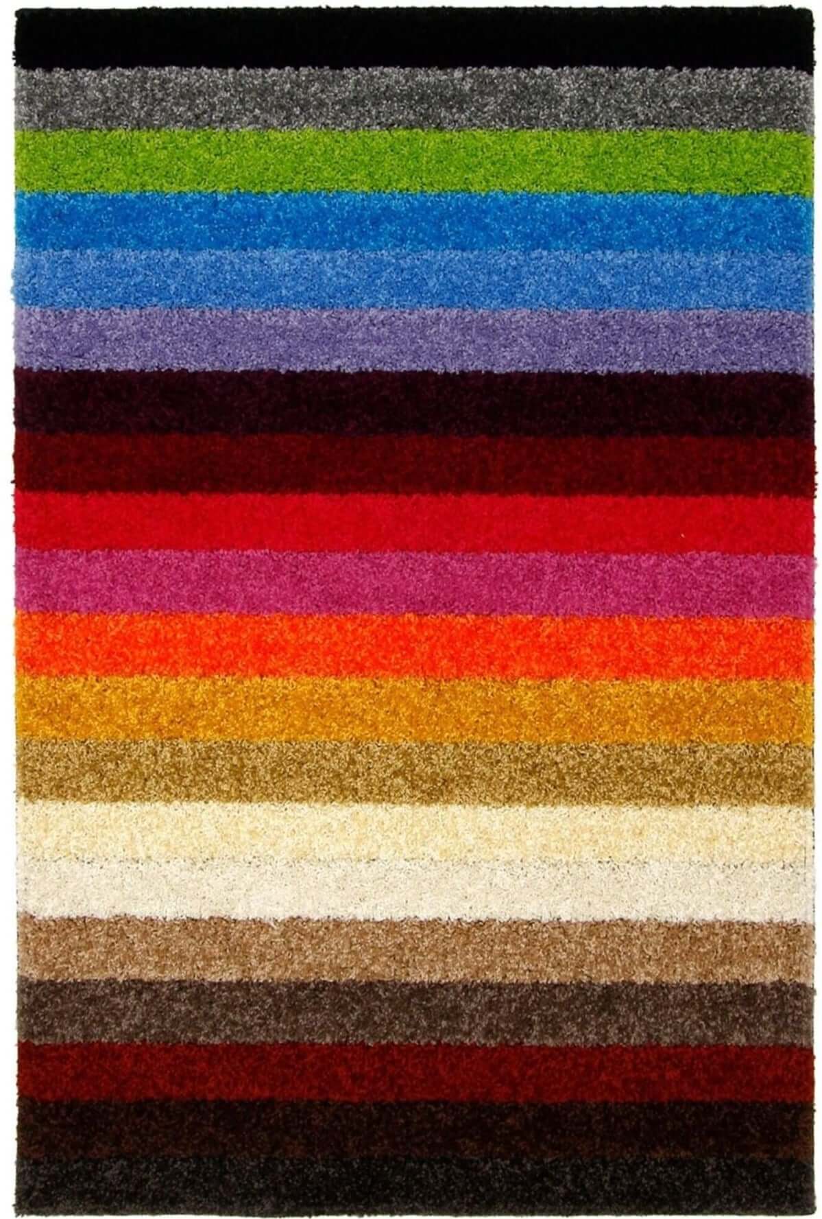 Linea Rainbow Striped Washable Rugs & Runners - PN Home