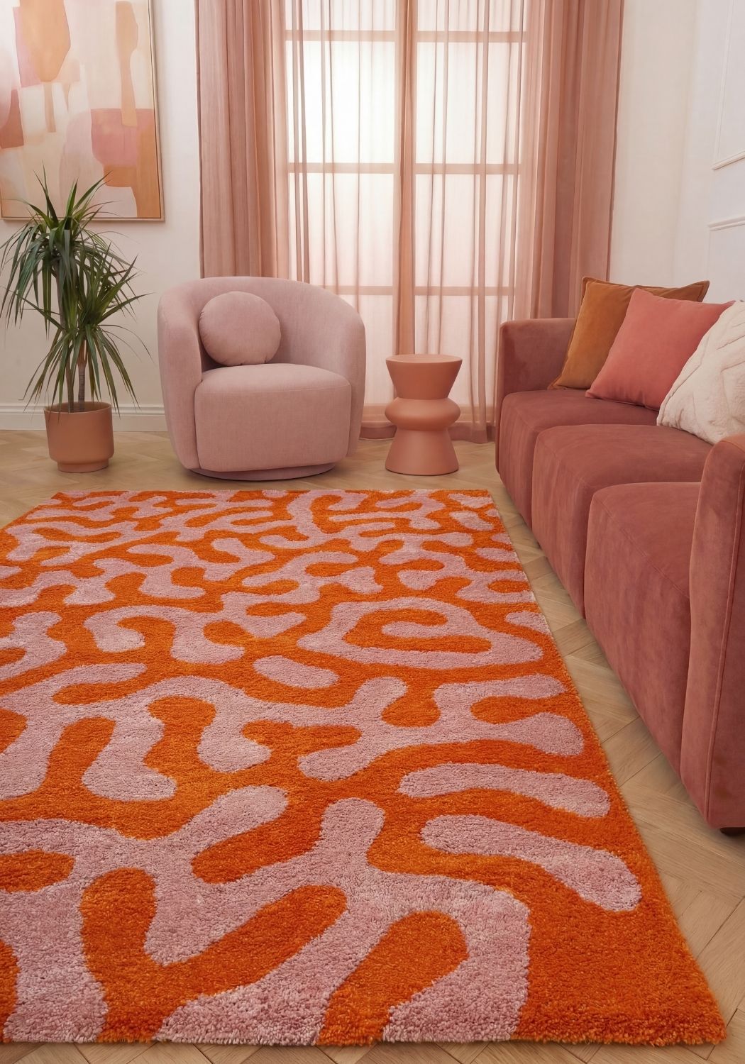 Joli Doodle Orange & Pink Rug - PN Home