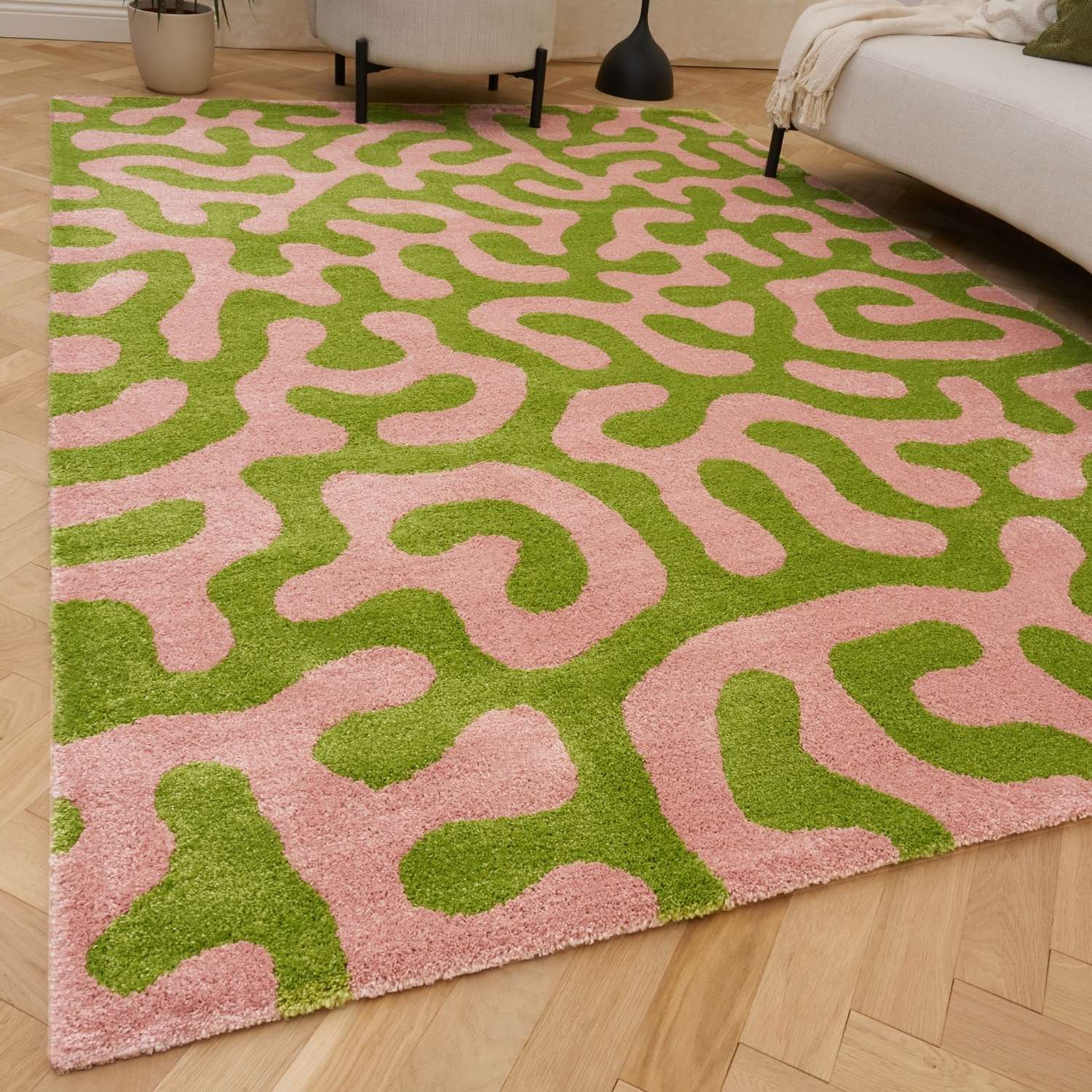 Joli Doodle Green & Pink Rug - PN Home