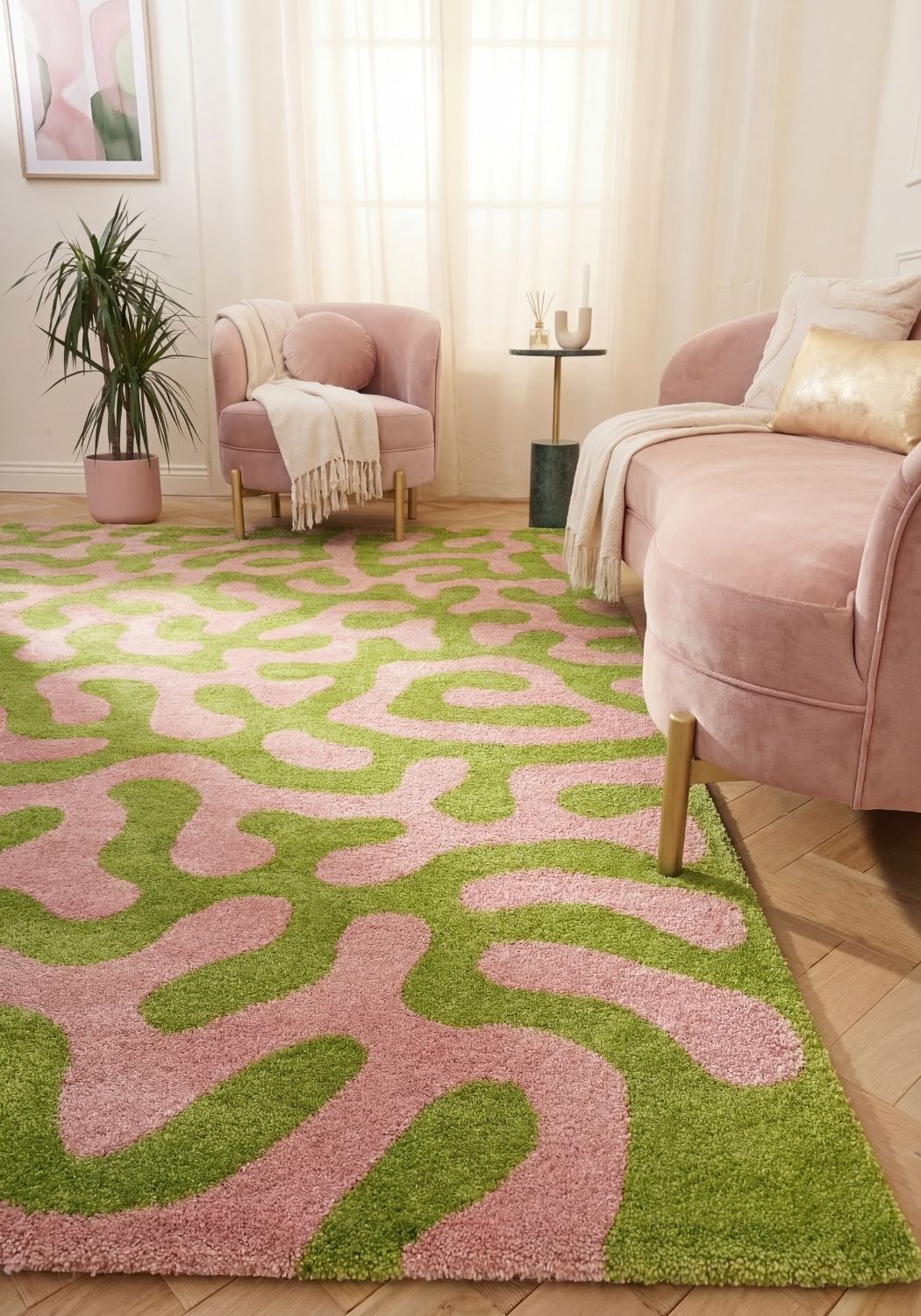 Joli Doodle Green & Pink Rug - PN Home
