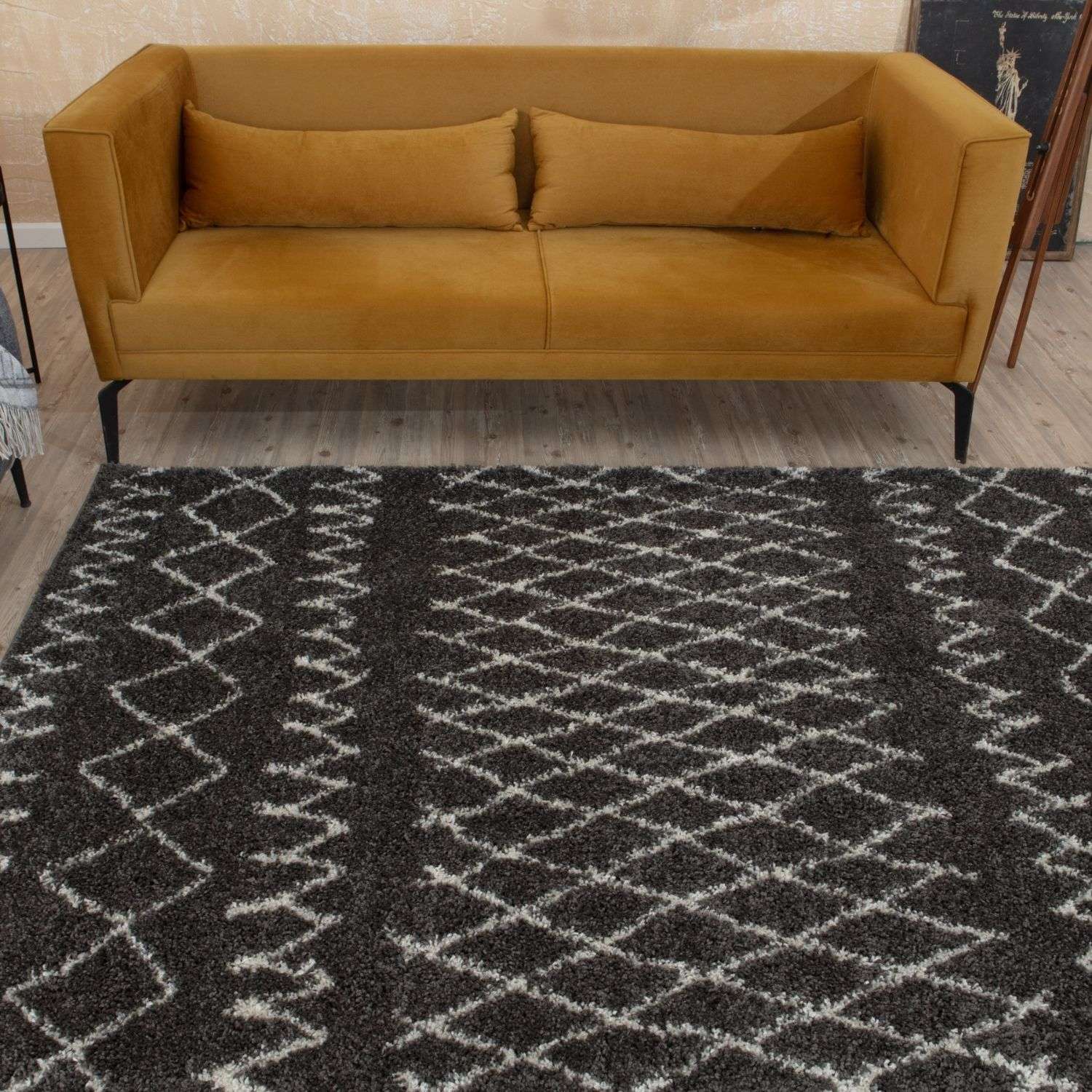 Moroccan Dark Grey Shaggy Rug | 940 - PN Home