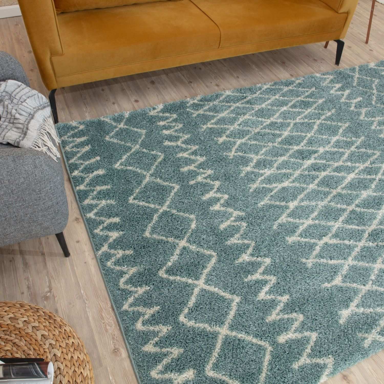Moroccan Duck Egg Blue Shaggy Rug | 950 - PN Home