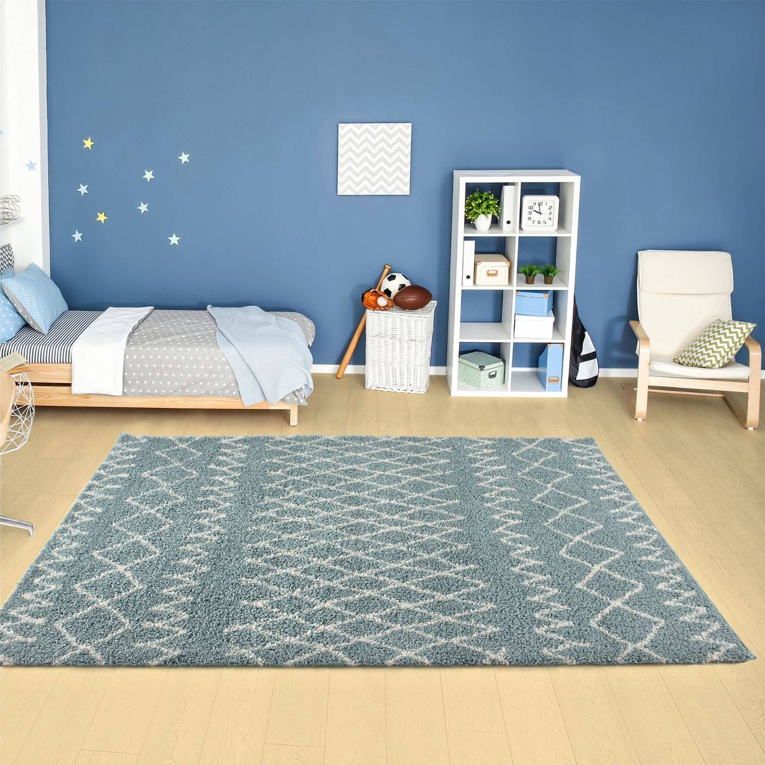 Moroccan Duck Egg Blue Shaggy Rug | 950 - PN Home