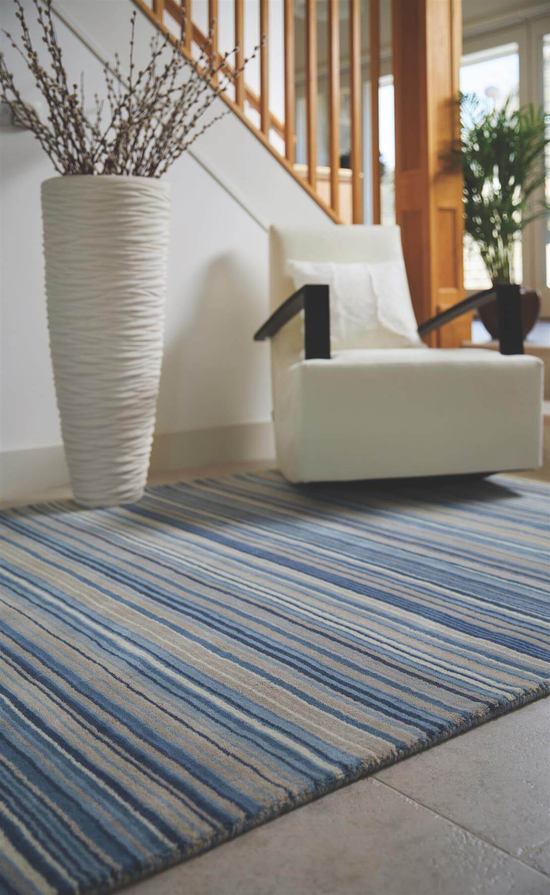 Fine Stripes Blue Wool Rug - PN Home