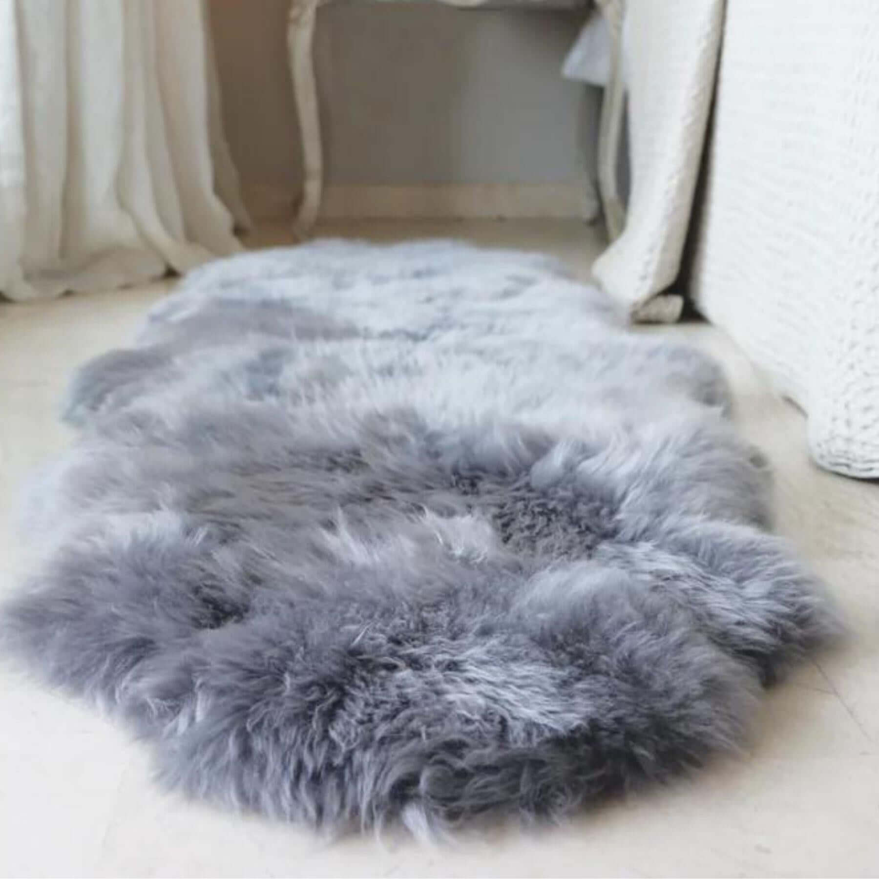 Genuine Grey Sheepskin Faux Fur Rug - PN Home