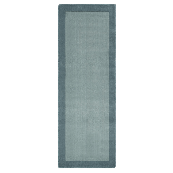 Bordered Duck Egg Blue Wool Rug - PN Home