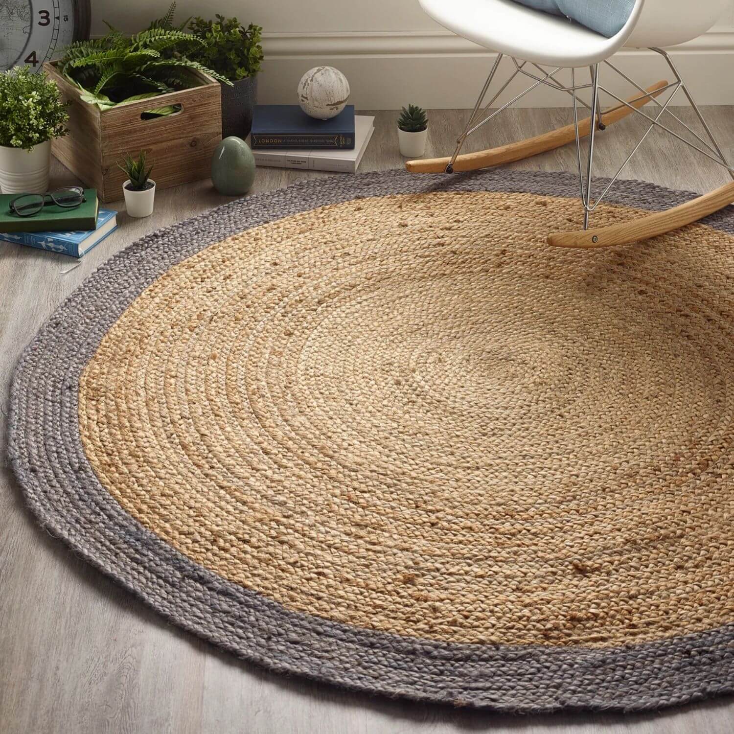 Bordered Grey Jute Rug - PN Home