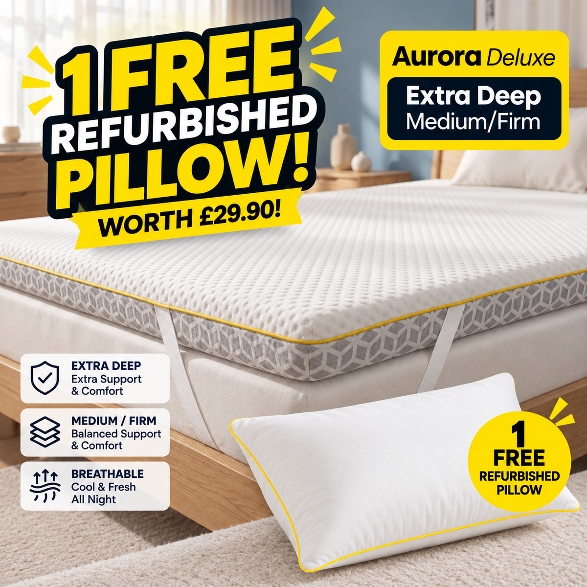 Brightr® Aurora Deluxe mattress topper Refurbished