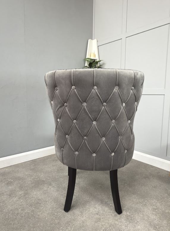 Mayfair Velvet Dining Chair - Dark Grey