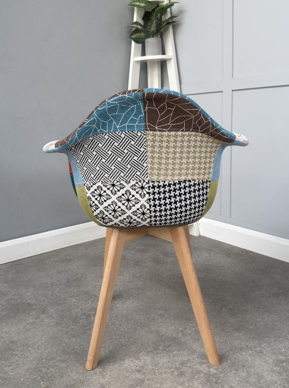 Patchwork Tub Chair with Armrests - Multicolored