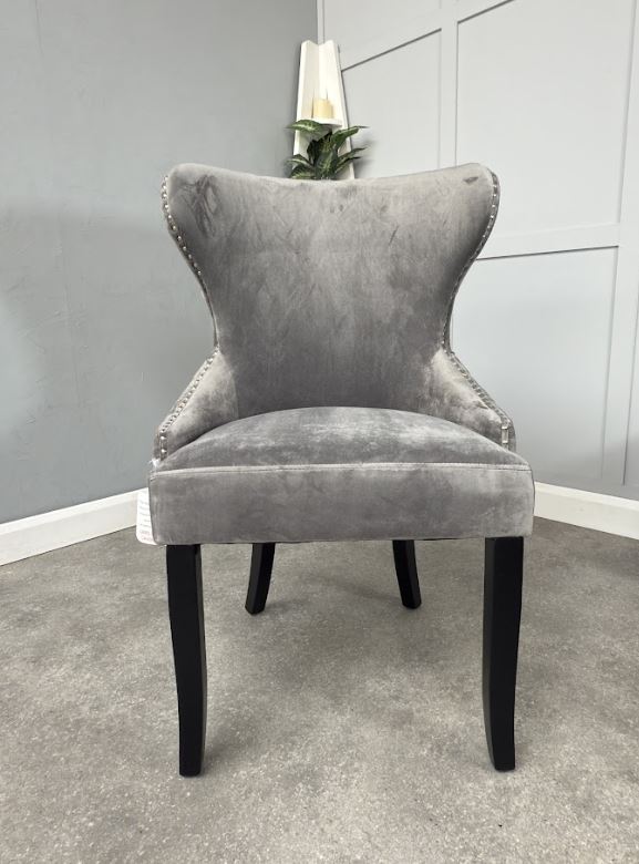 Mayfair Velvet Dining Chair - Dark Grey