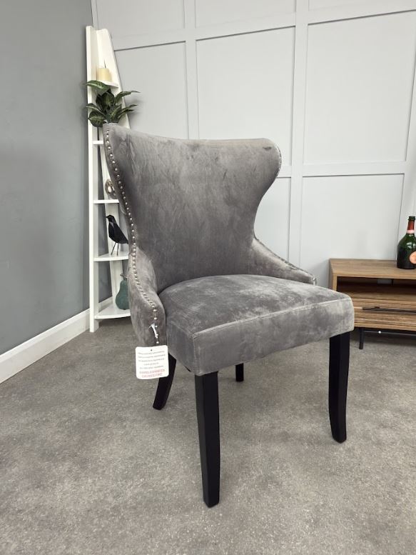 Mayfair Velvet Dining Chair - Dark Grey