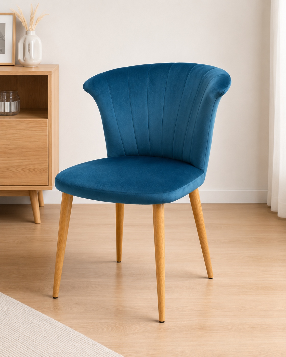 Elsa Dining Set with Round Table and Set of 4 Elsa Velvet Dining Chairs - PN Home